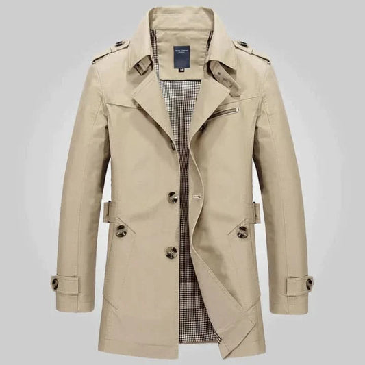 Stylish Men’s Trench Coat for an Elegant Look - Khaki / XS - Coats & Jackets