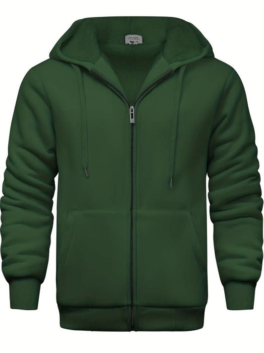 Stylish plain hoodie with practical zipper by Kevin - Hoodies