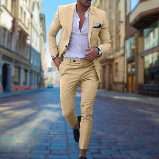 Stylish Slim Fit Suit for Men - Linus - Yellow / XS - set