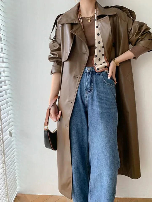 Stylish trench coat for women by Nana – perfect look for any occasion! - Leather jacket