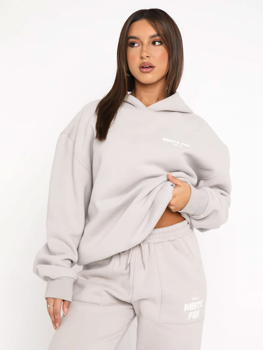 Stylish Women’s Tracksuit - Dine - Light Gray / XS - Hoodies