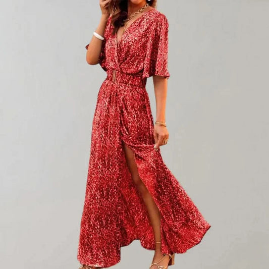 Summer Maxi Wrap Dress for Effortless Elegance - Weinrot / XS - Long dress