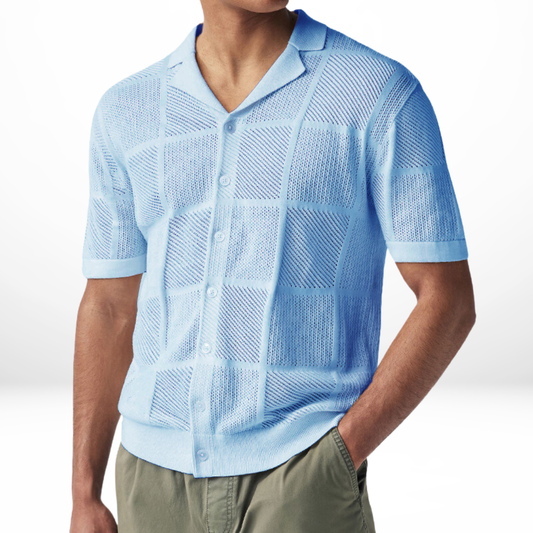 Tasi - Breathable Men’s Knitted Shirt for Relaxed Leisure Moments - Blue / 2XL - Shirts