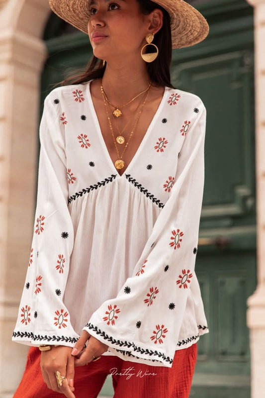 Thea - Elegant Linen Blouse for the Perfect Summer Look - Blouse