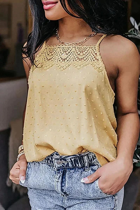 Tinaa - Stylish spaghetti strap summer top - Yellow / S - Tops