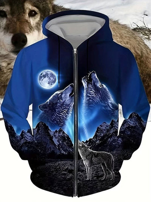 Wolf Design Men’s Hoodie - Stylish and Cozy! - XS - Hooded jacket