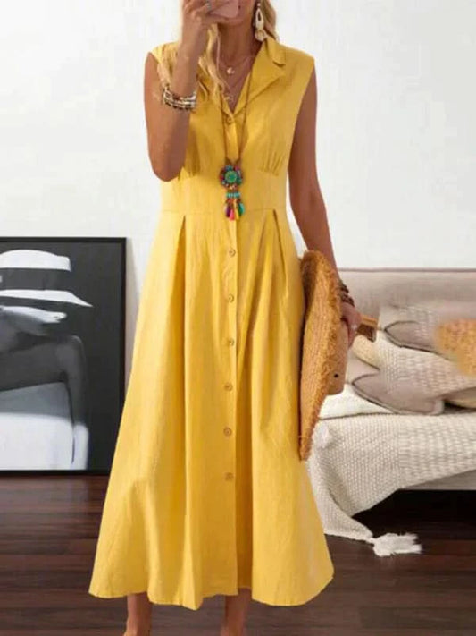 ZANDRA - Elegant summer dress - Yellow / S - Long Dress